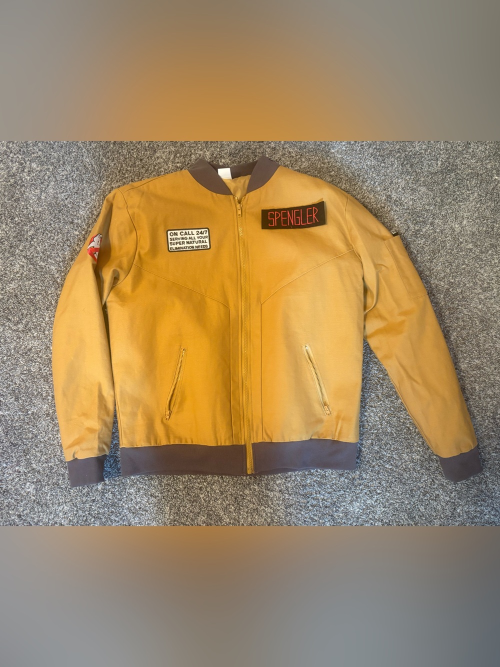 Mustard Bomber Jacket with Patch Detailing